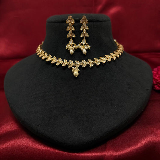 Gold Plated Polki Kundan Necklace Set