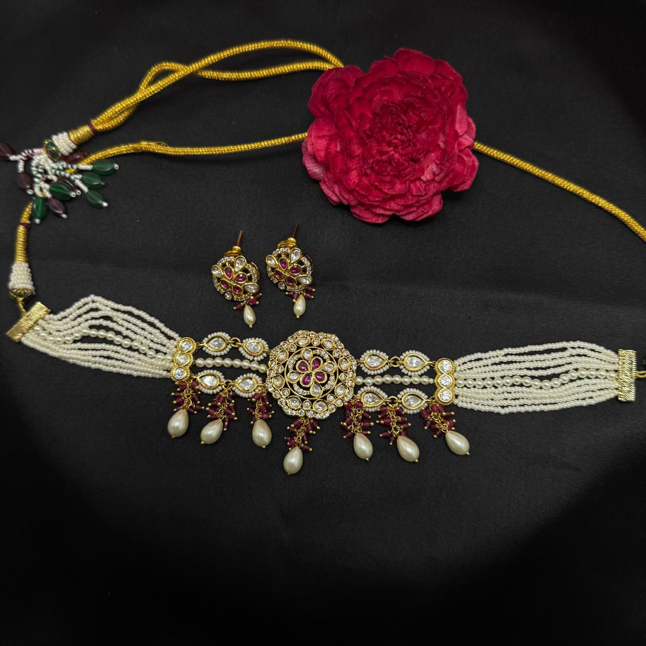 Pearl And Kundan Choker Set