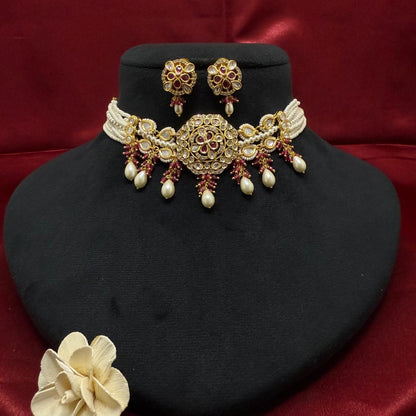 Pearl And Kundan Choker Set