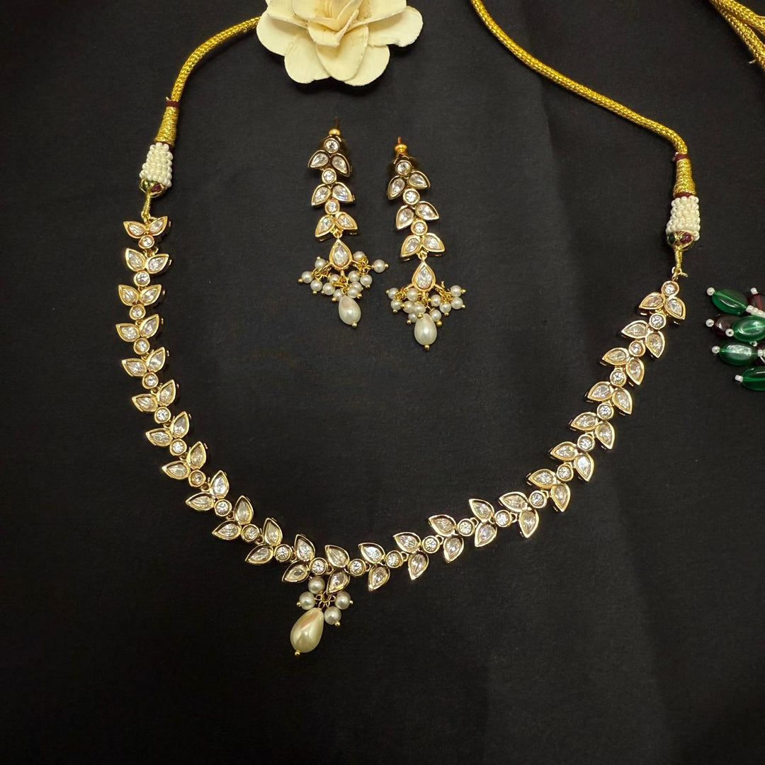 Gold Plated Polki Kundan Necklace Set