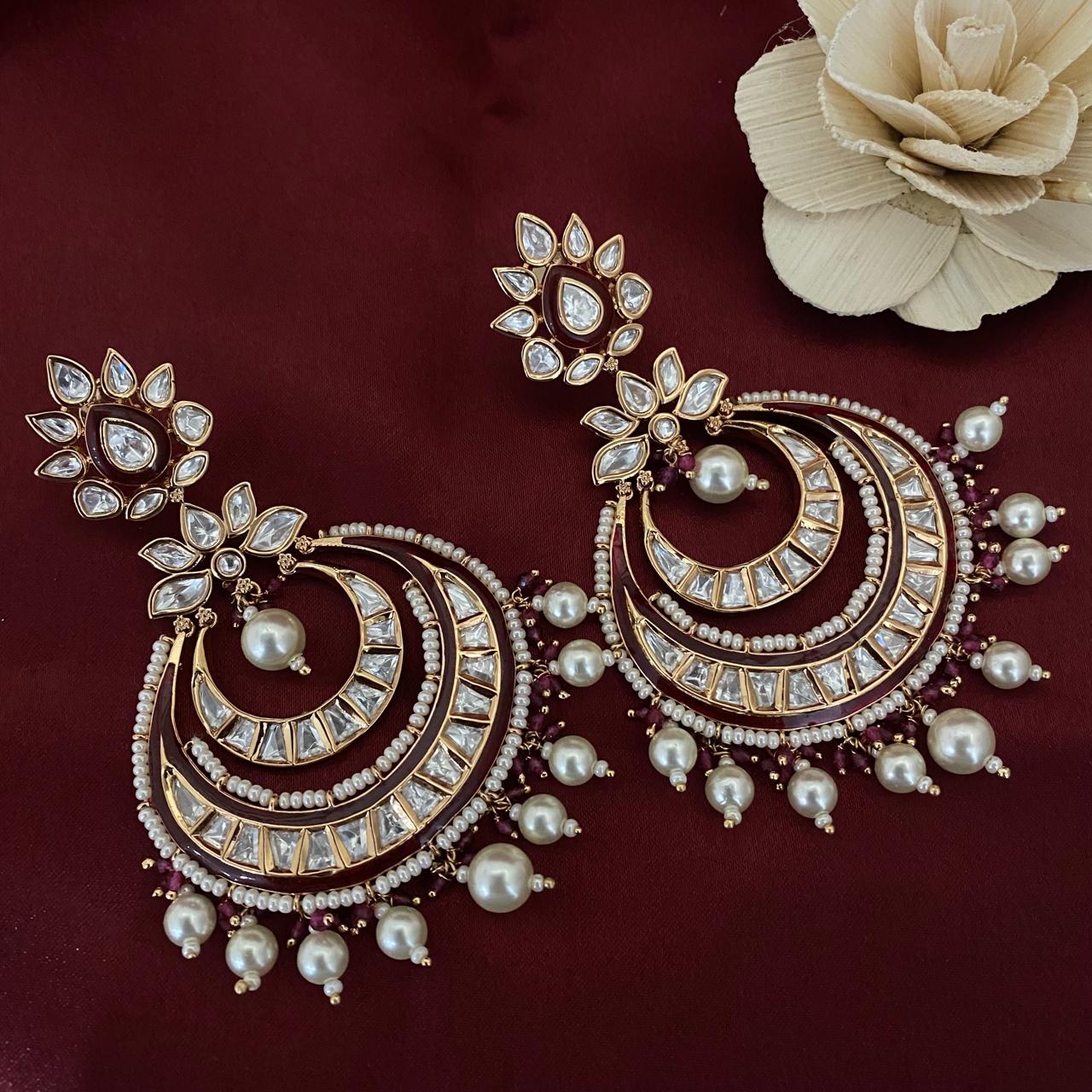 Ruby Kundan Chandbali Earrings