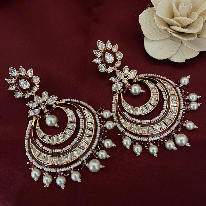 Ruby Kundan Chandbali Earrings