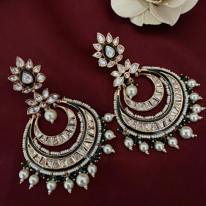 Emerald Green Polki Designer Chandbali