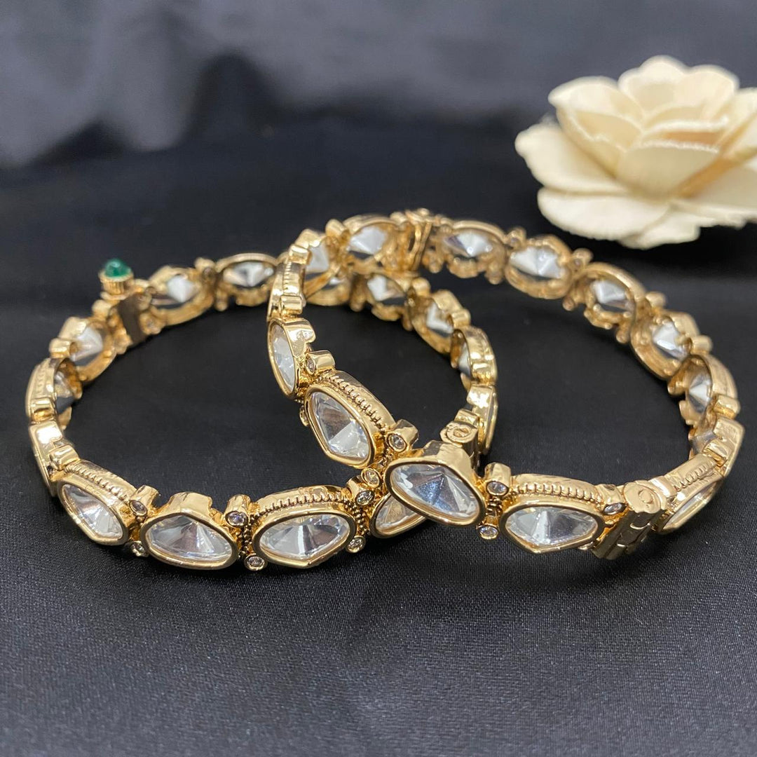 Designer Gold Plated Royal Kundan Openable Bangles