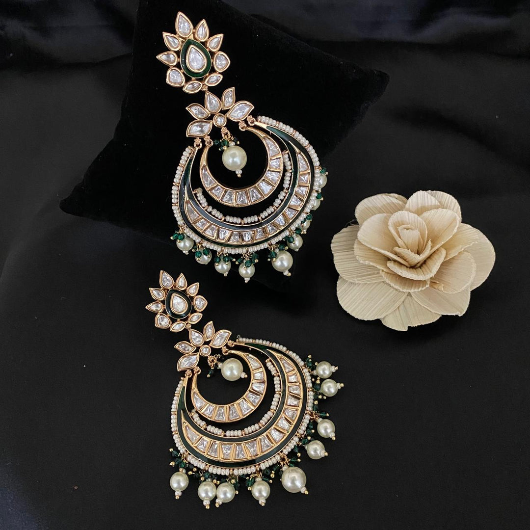 Emerald Green Polki Designer Chandbali