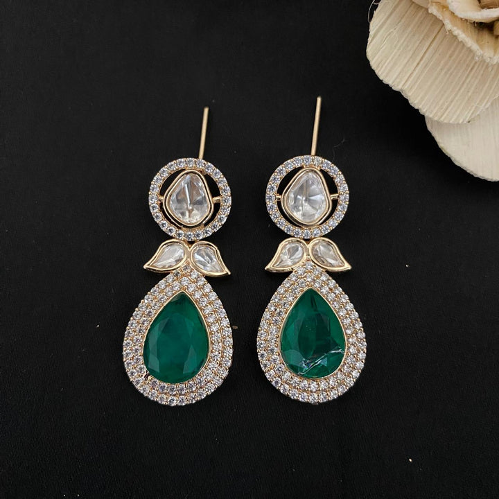 Drop Design Kundan Polki Earrings