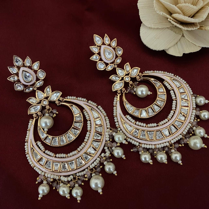 Meenakari Kundan Chaand Traditional Earrings
