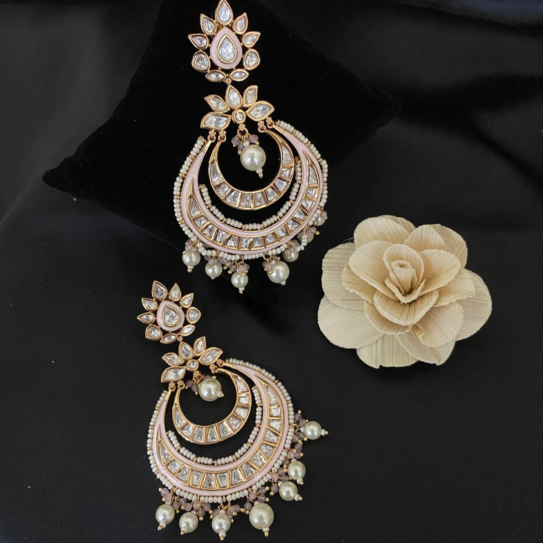 Meenakari Kundan Chaand Traditional Earrings