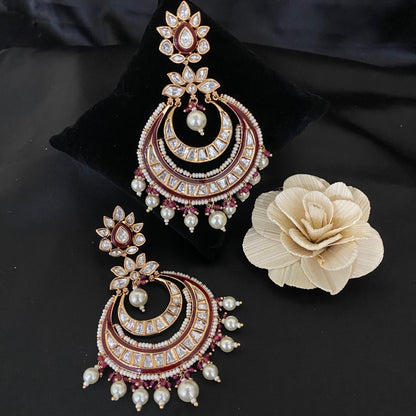 Ruby Kundan Chandbali Earrings