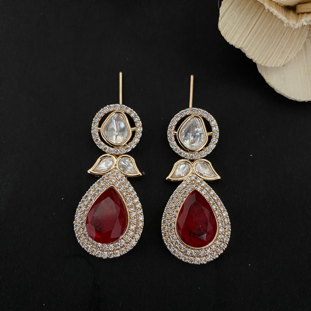 Drop Design Kundan Polki Earrings