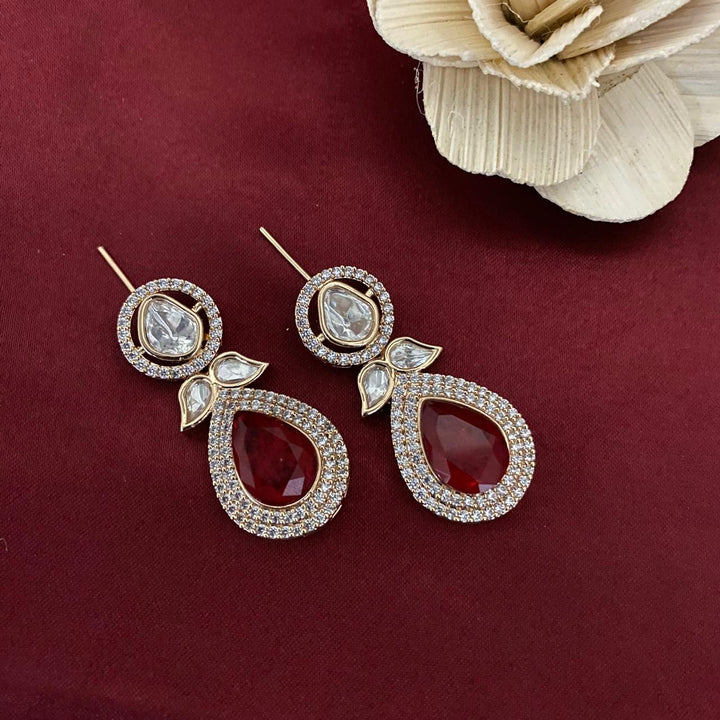 Drop Design Kundan Polki Earrings
