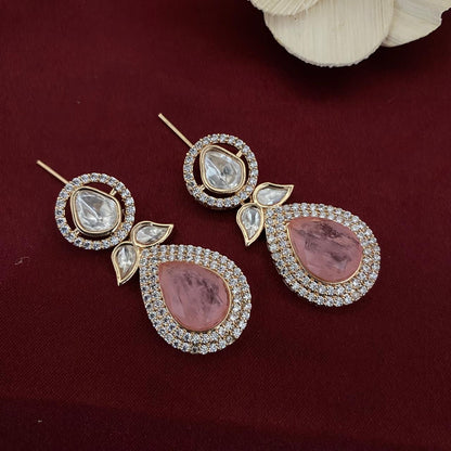 Drop Design Kundan Polki Earrings