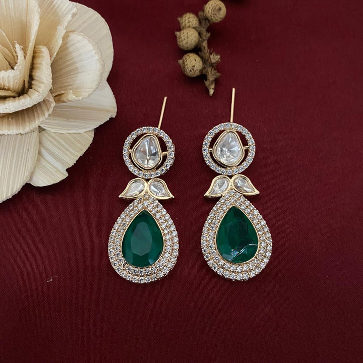 Drop Design Kundan Polki Earrings