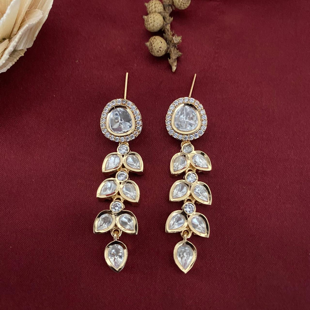 Leaf Kundan Polki Earrings