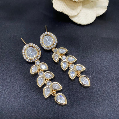 Leaf Kundan Polki Earrings