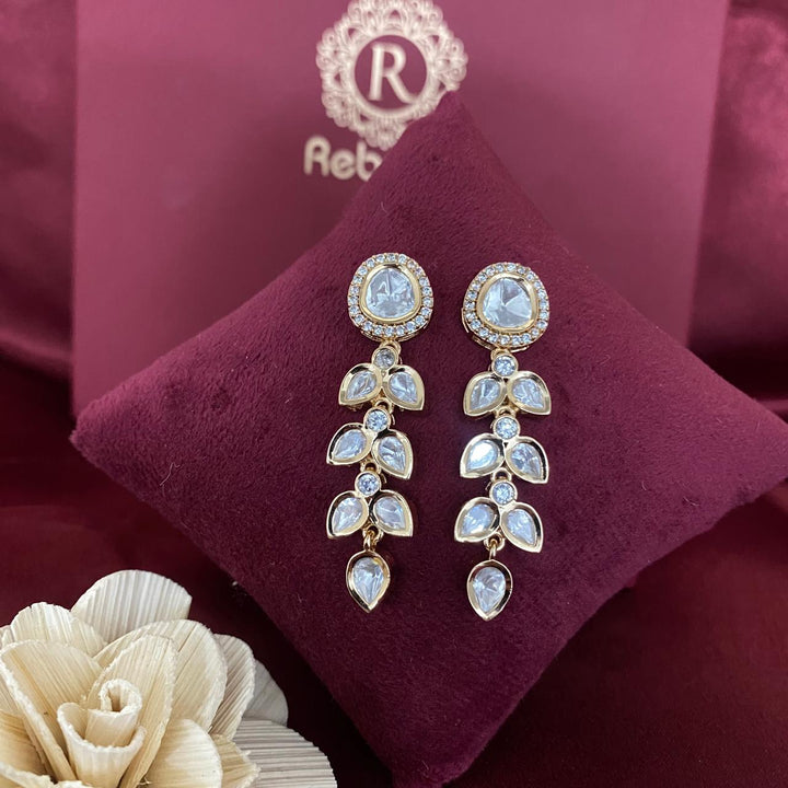 Leaf Kundan Polki Earrings