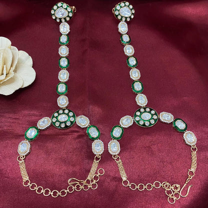 Designer Gold Plated Royal  Kundan Polki Hathphool