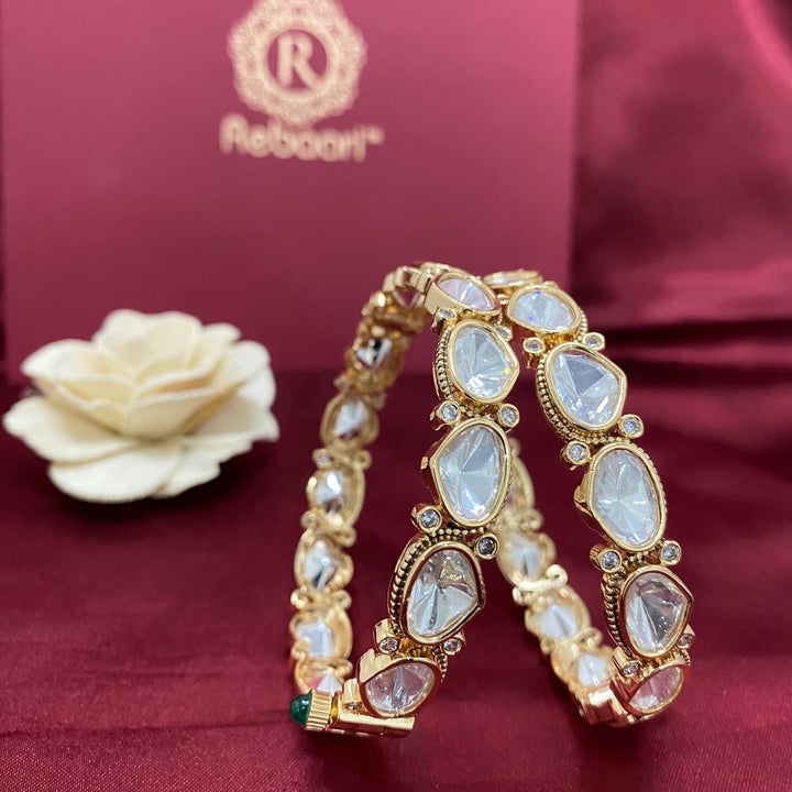 Designer Gold Plated Royal Kundan Openable Bangles