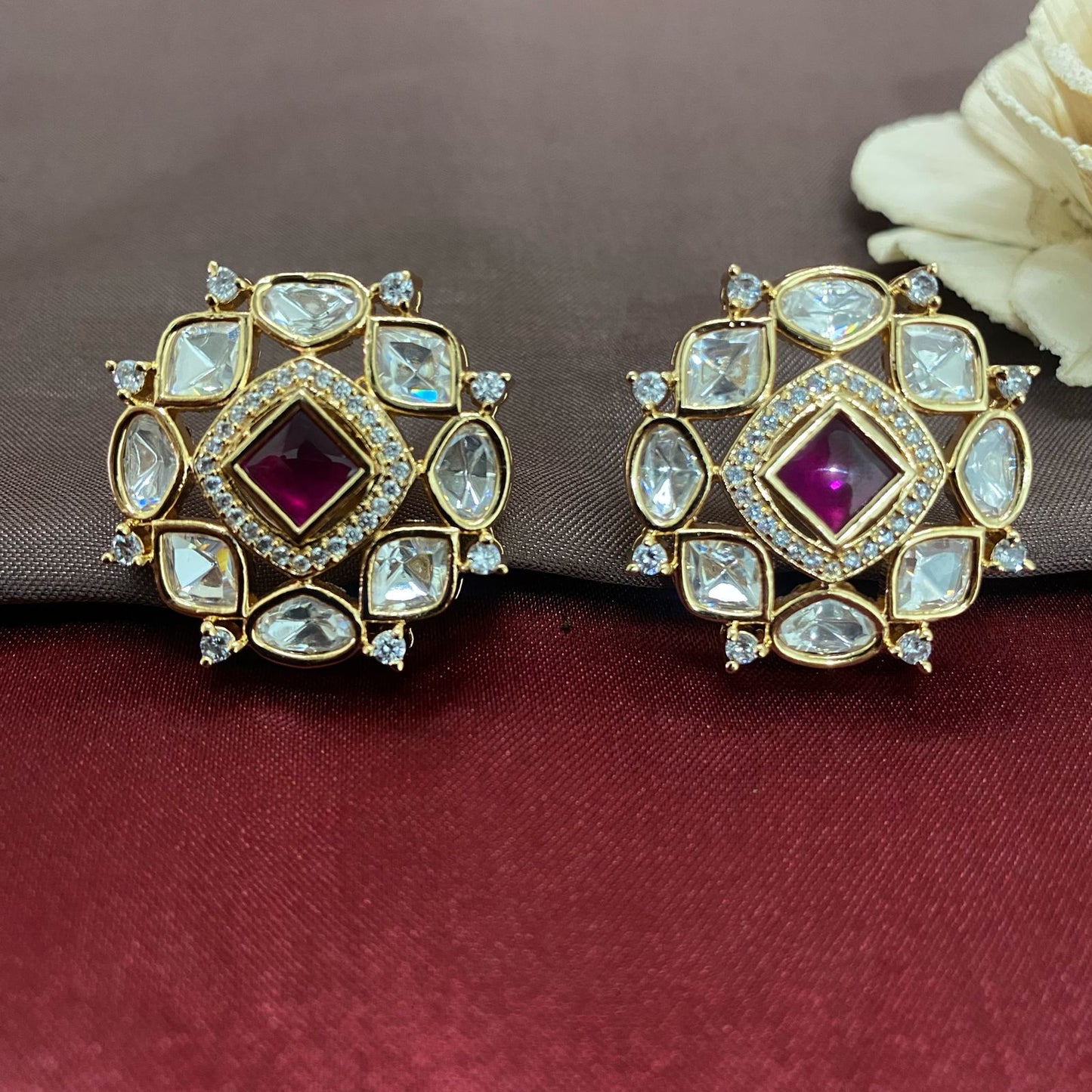 Traditional Kundan Polki Studs