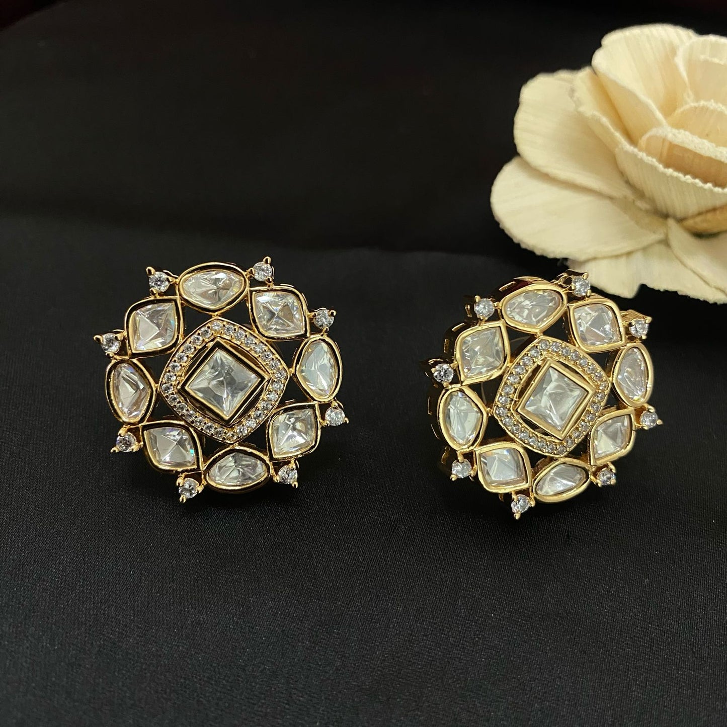 Traditional Kundan Polki Studs