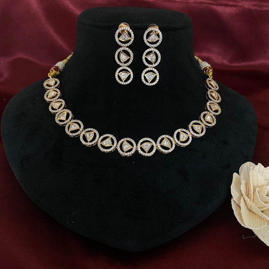Single Line Kundan Polki Necklace Set