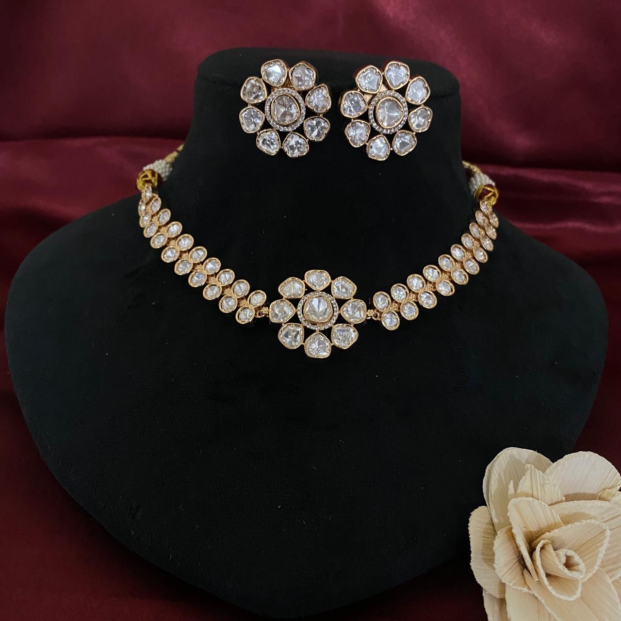Flower Design Kundan Choker Set