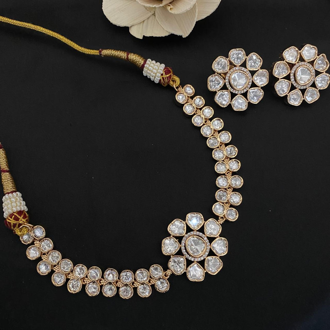 Flower Design Kundan Choker Set