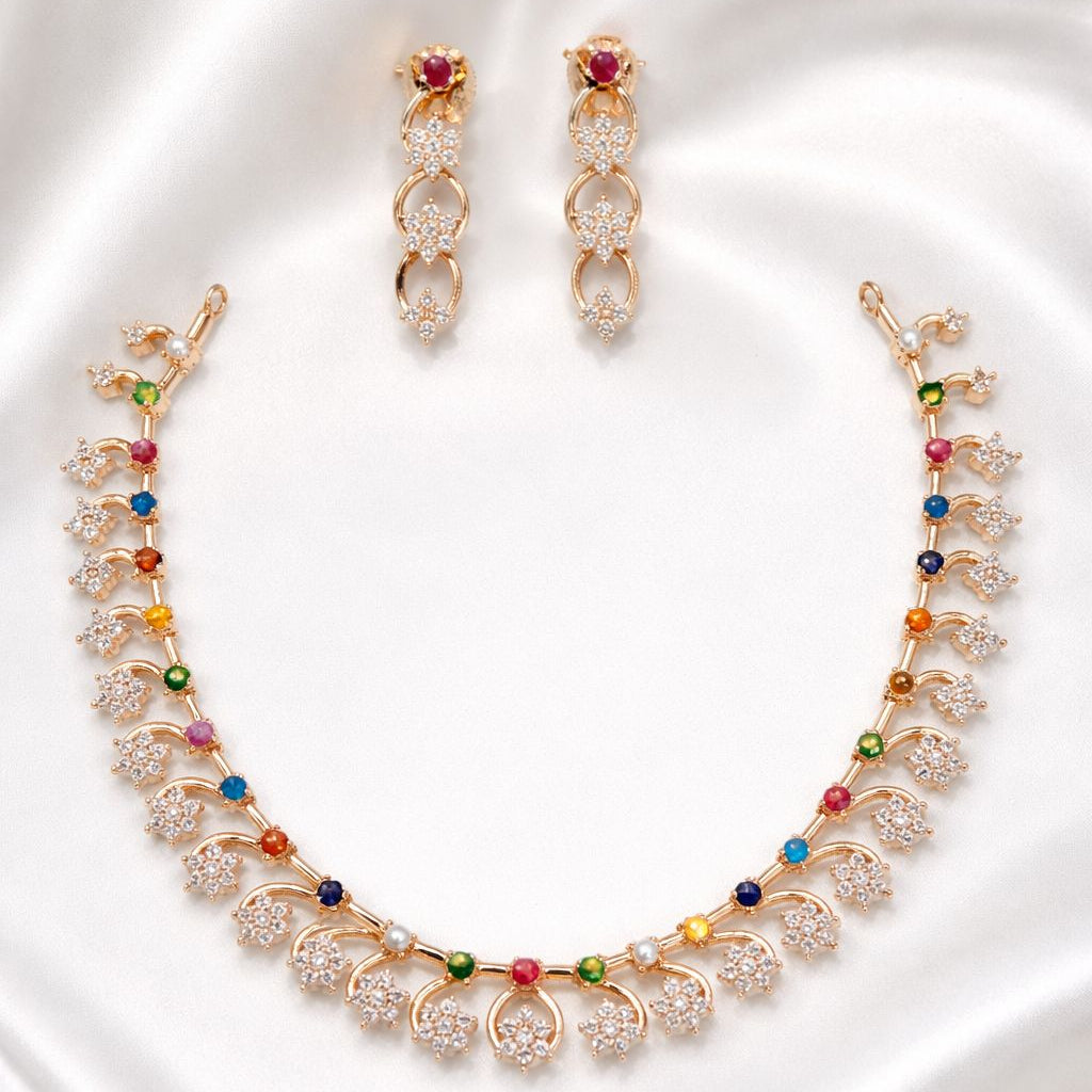 Elegant Multicolor Stone Necklace Set