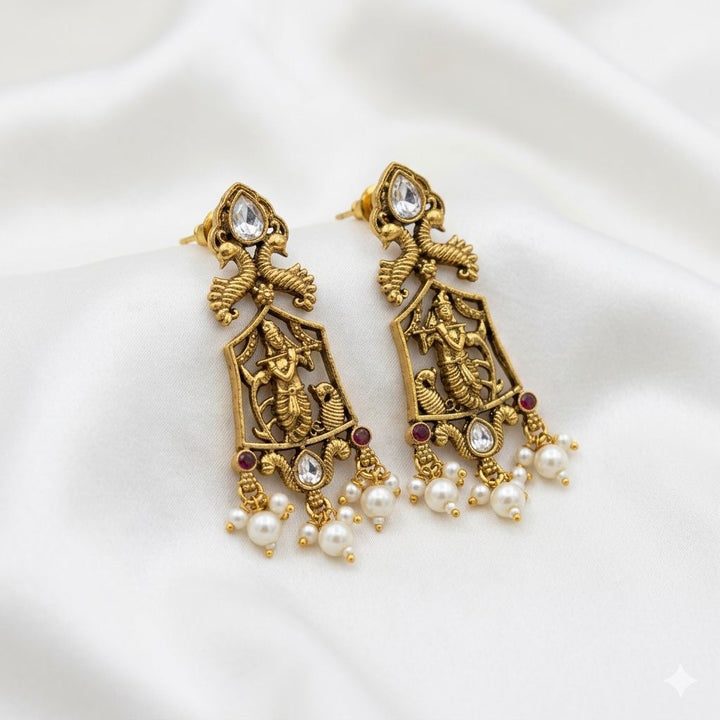 Lord Krishna Antique Earrings