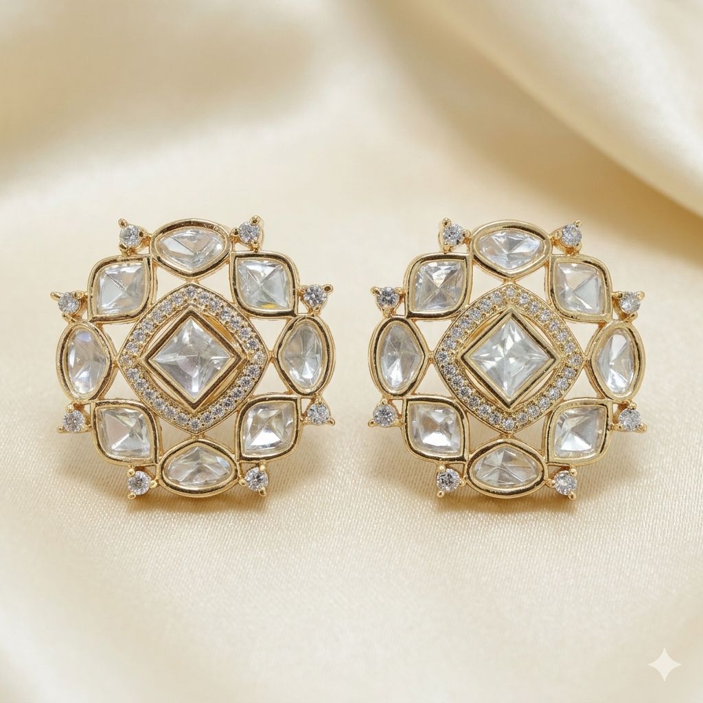 Traditional Kundan Polki Studs