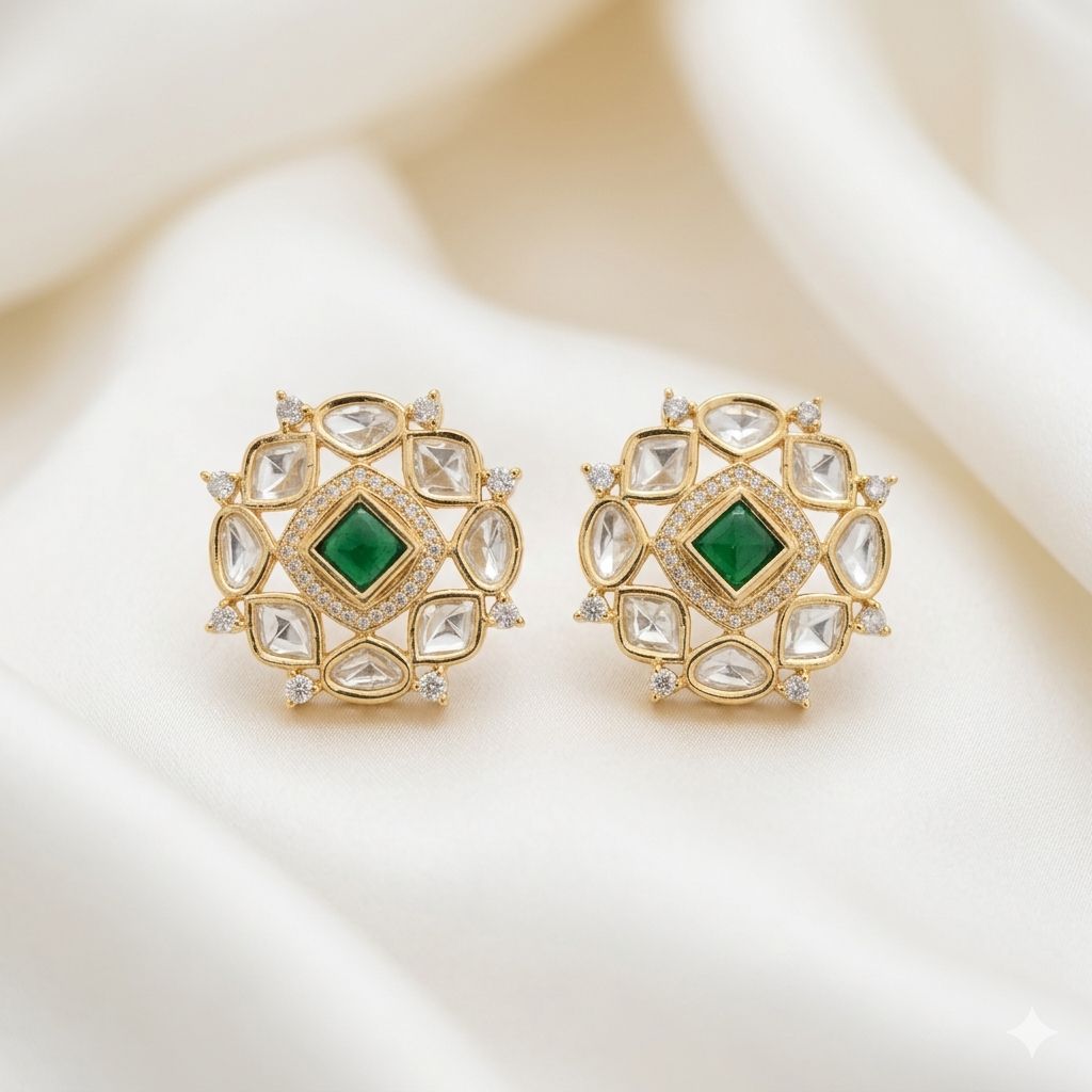 Traditional Kundan Polki Studs