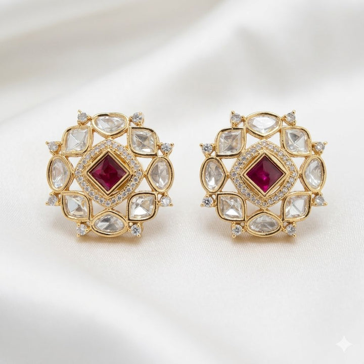 Traditional Kundan Polki Studs