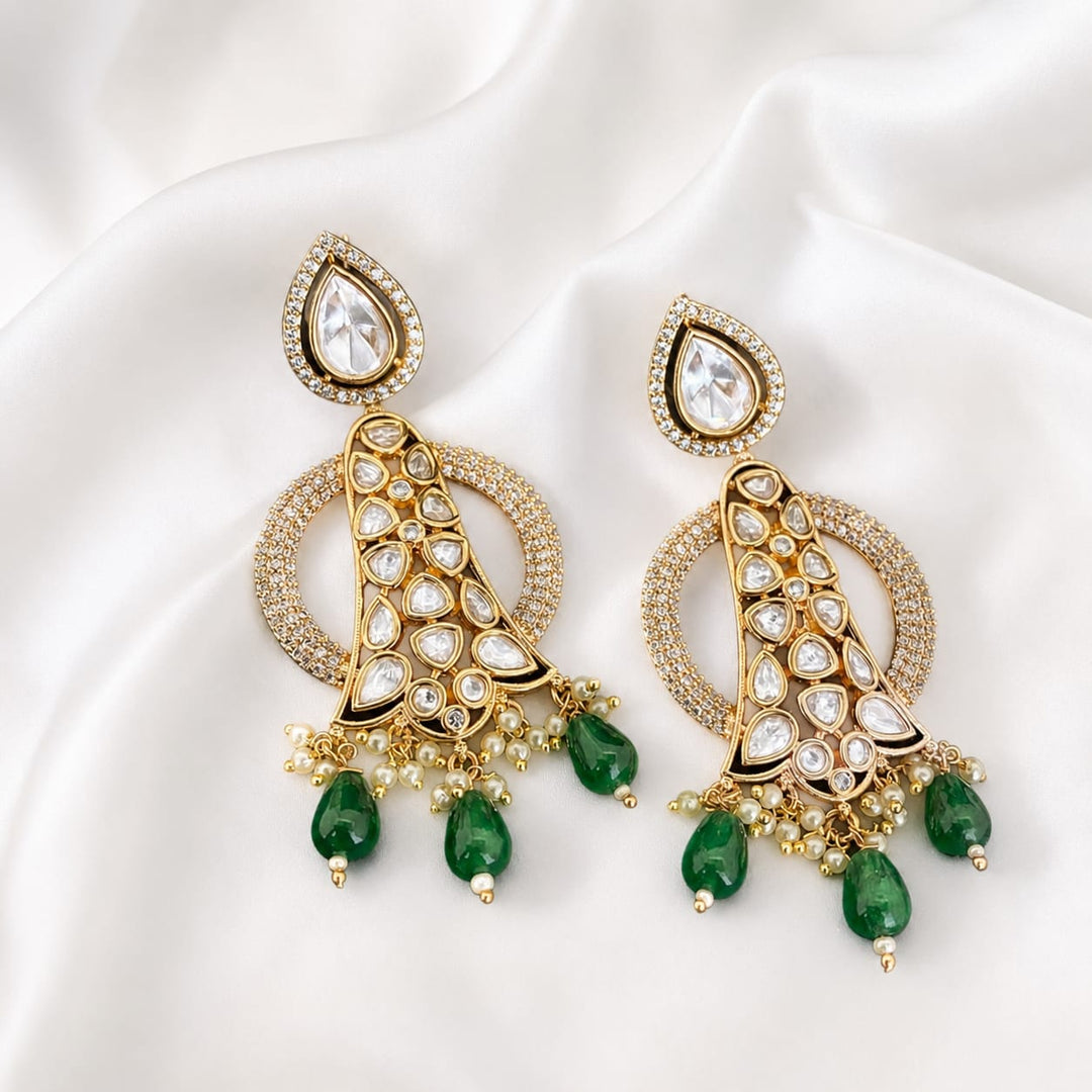 Beautiful Gold Plated Kundan Polki Earrings
