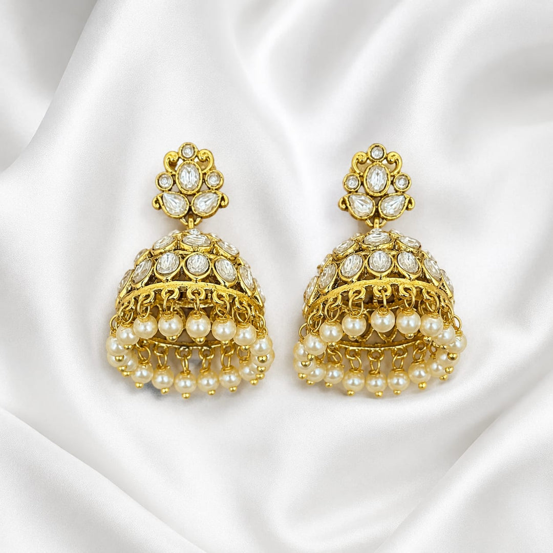 Jhumka Style Kundan Polki Earrings