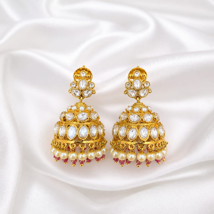 Jhumka Style Kundan Polki Earrings