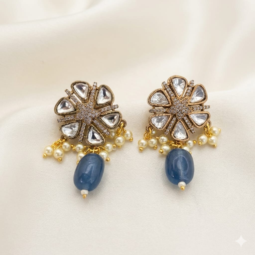 Round Design Kundan Polki Studs
