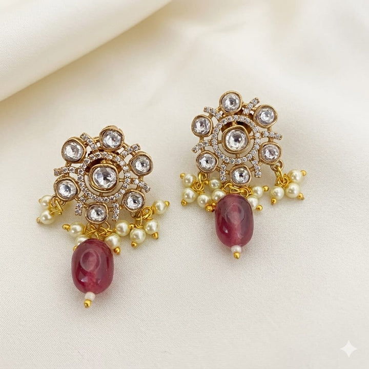 Flower Design Kundan Polki Studs