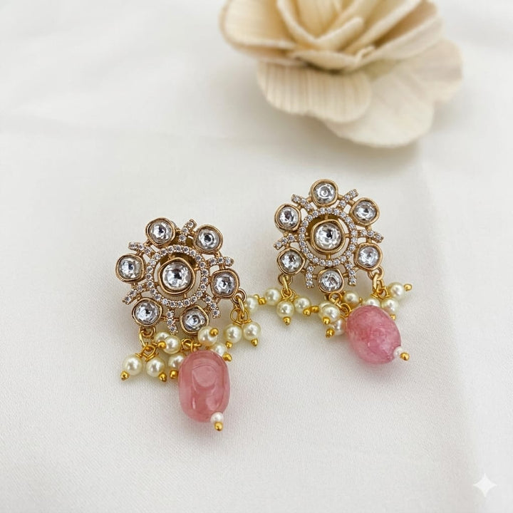 Flower Design Kundan Polki Studs