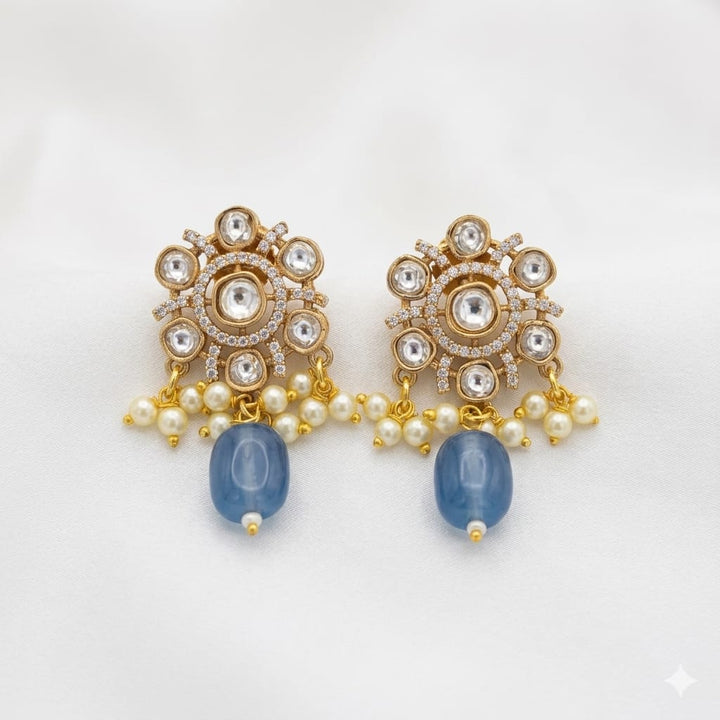 Flower Design Kundan Polki Studs