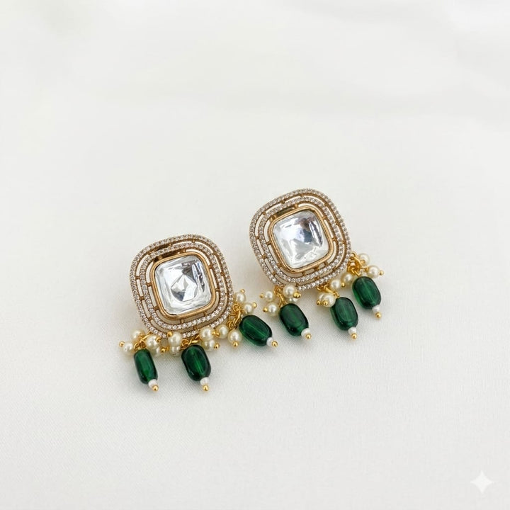 Square Design Kundan Polki Studs