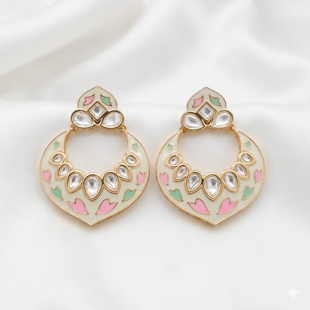 Exclusive Meenakari Kundan Polki Earrings