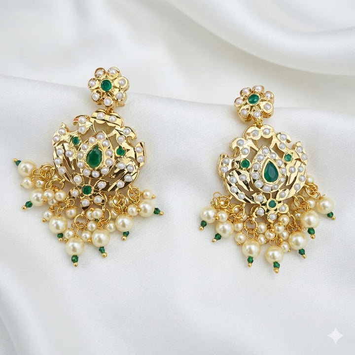 Gold Plated Jadau Earrings