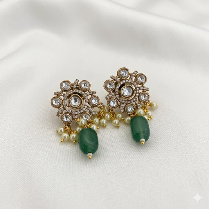 Flower Design Kundan Polki Studs