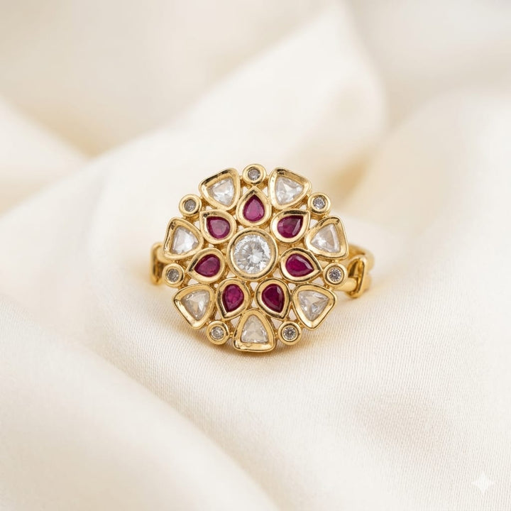 Kundan Polki Adjustable Finger Ring