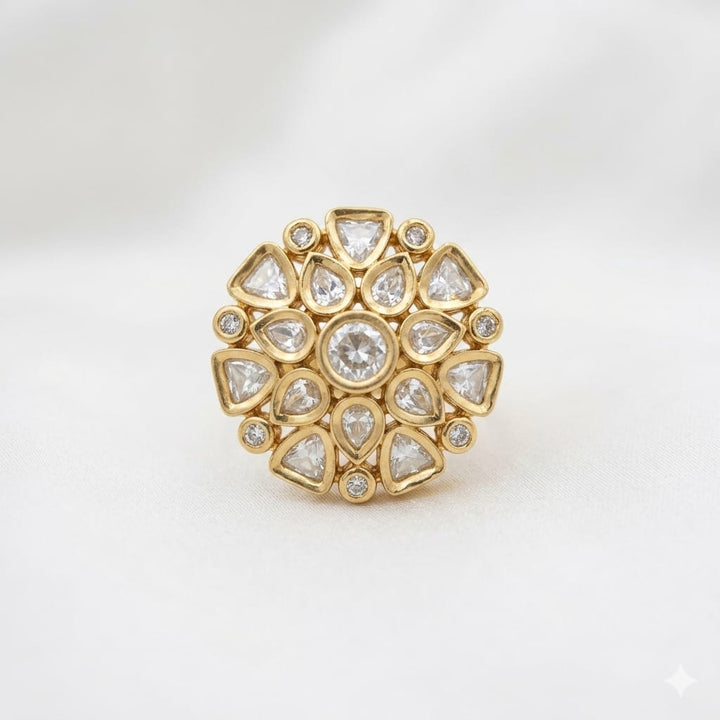Kundan Polki Adjustable Finger Ring