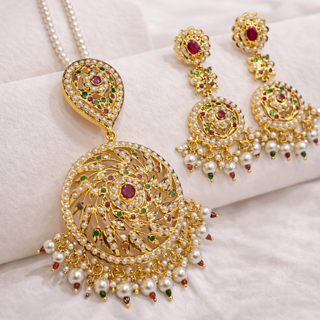 Delicate Jadaau Pendant Set