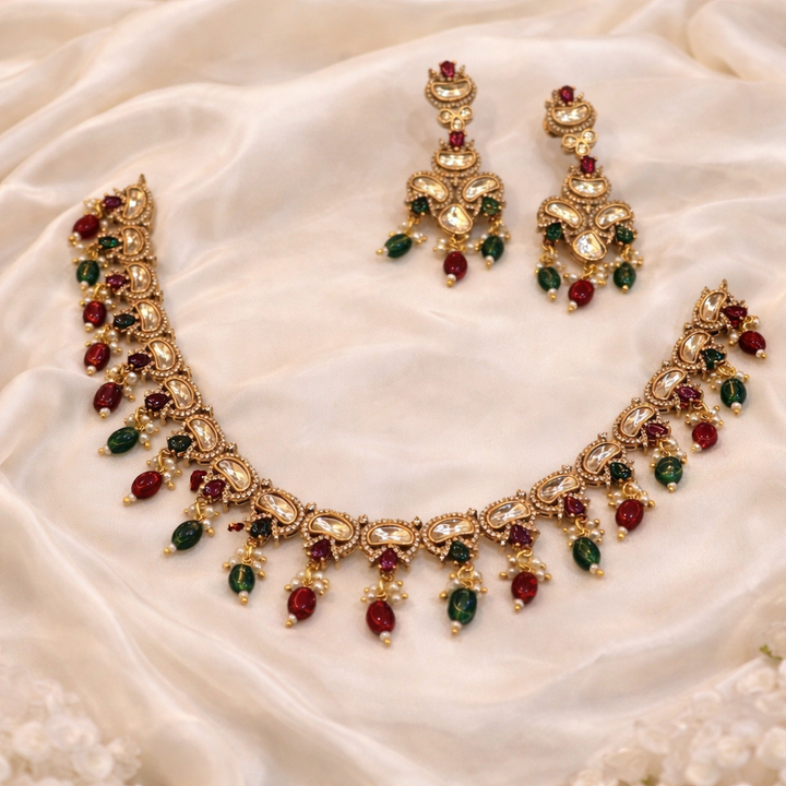 Unique Kundan Polki Necklace Set