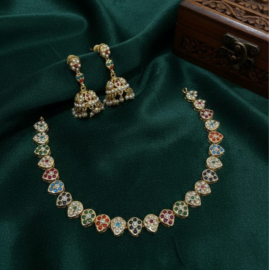 Multi Color Jadaau Necklace Set