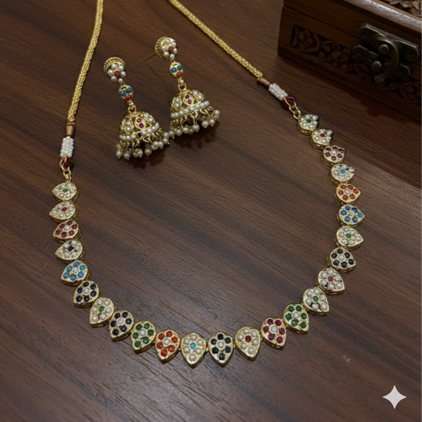 Multi Color Jadaau Necklace Set