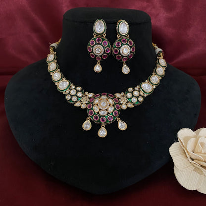 Meenakari Kundan Necklace Set